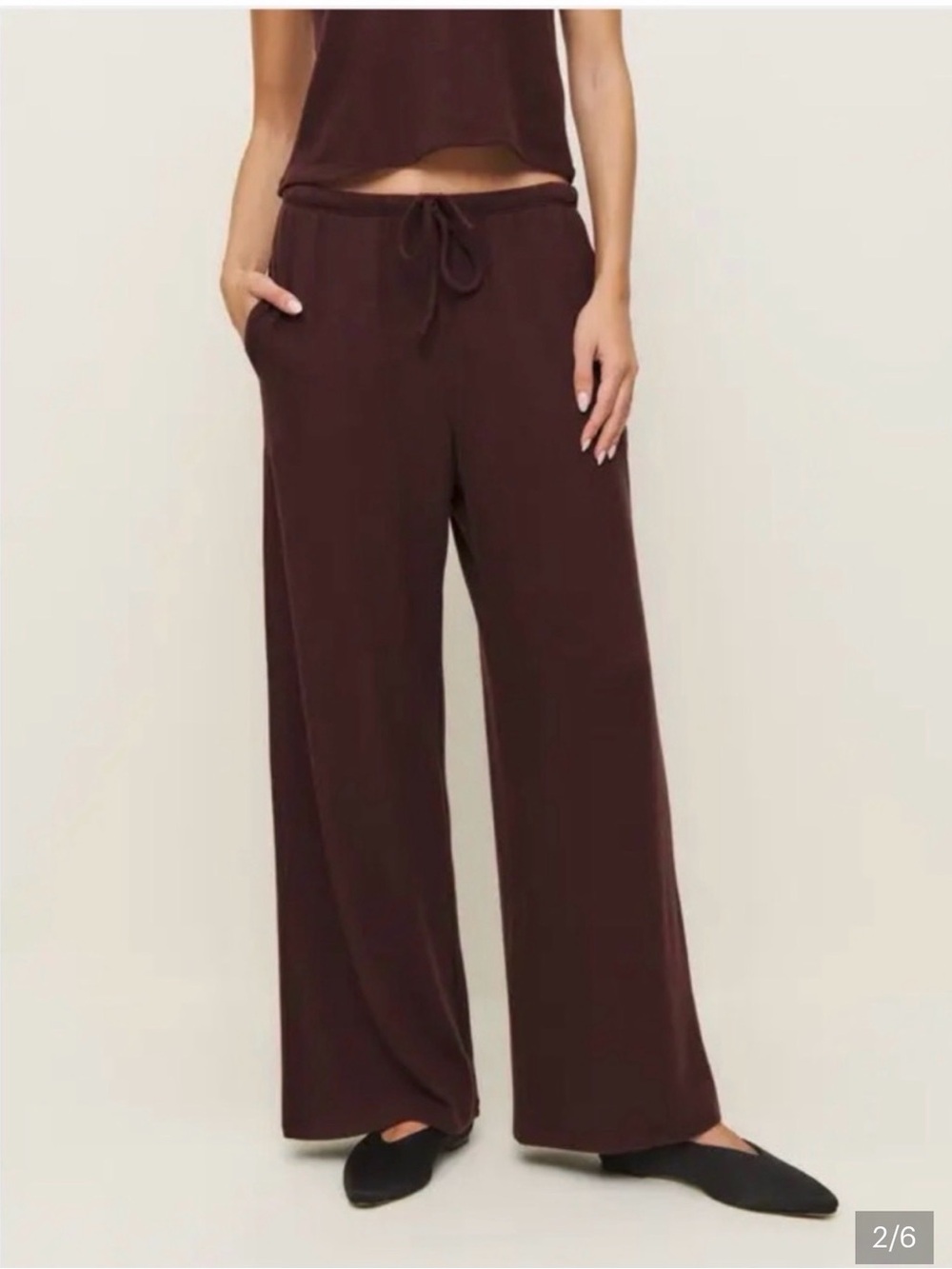 Reformation Olina Knit Pant Mahogany